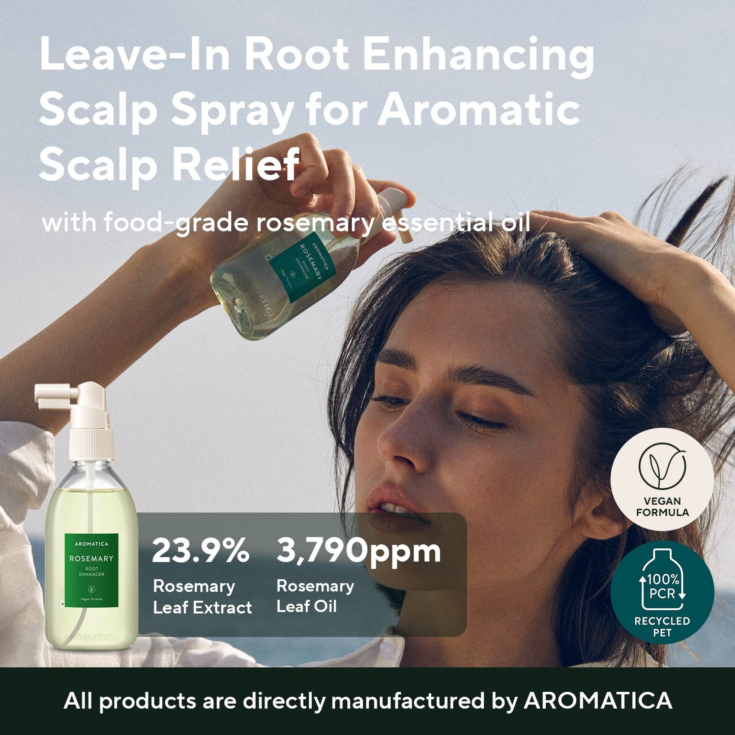 AROMATICA Rosemary Root Enhancer And Scalp Scrub Korean Hair Care Set - Rosemary Water Spray and Scalp Exfoliator for Dry Scalp Treatment, Rosemary Oil Scalp Care, Exfoliante de romero