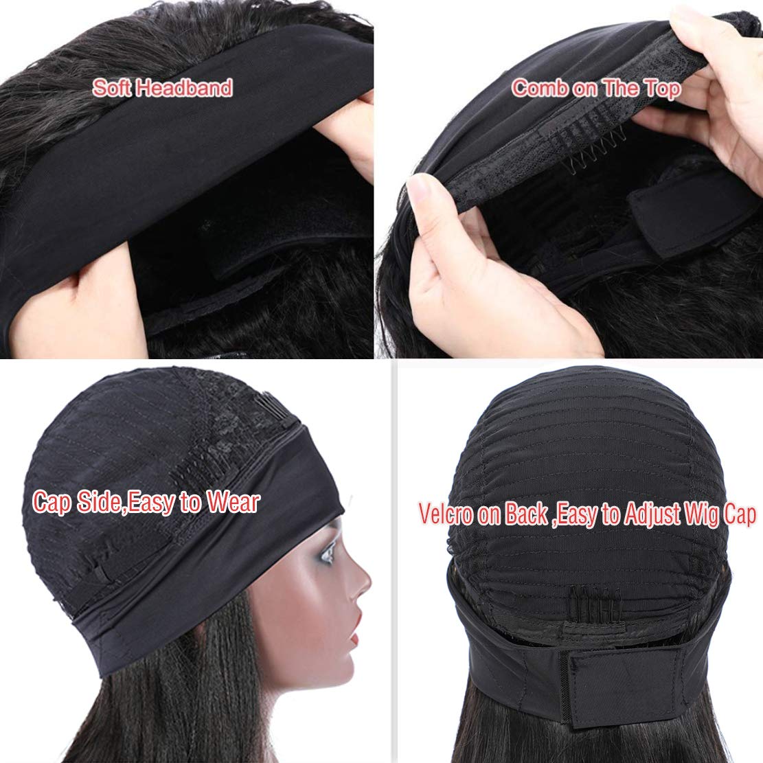Ombre Headband Wig - 22 Inch Straight Human Hair | Glueless #2/30 Highlights, 150% Density for Black Women
