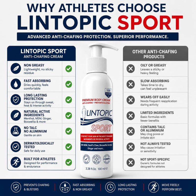 LINTOPIC Anti Chafing Cream for Women & Men (2 Pack) – Prevents Thigh Chafing, Friction & Skin Irritation – Fast Absorbing Non Greasy Formula for Running, Cycling & Sports – 3.38 fl oz Each