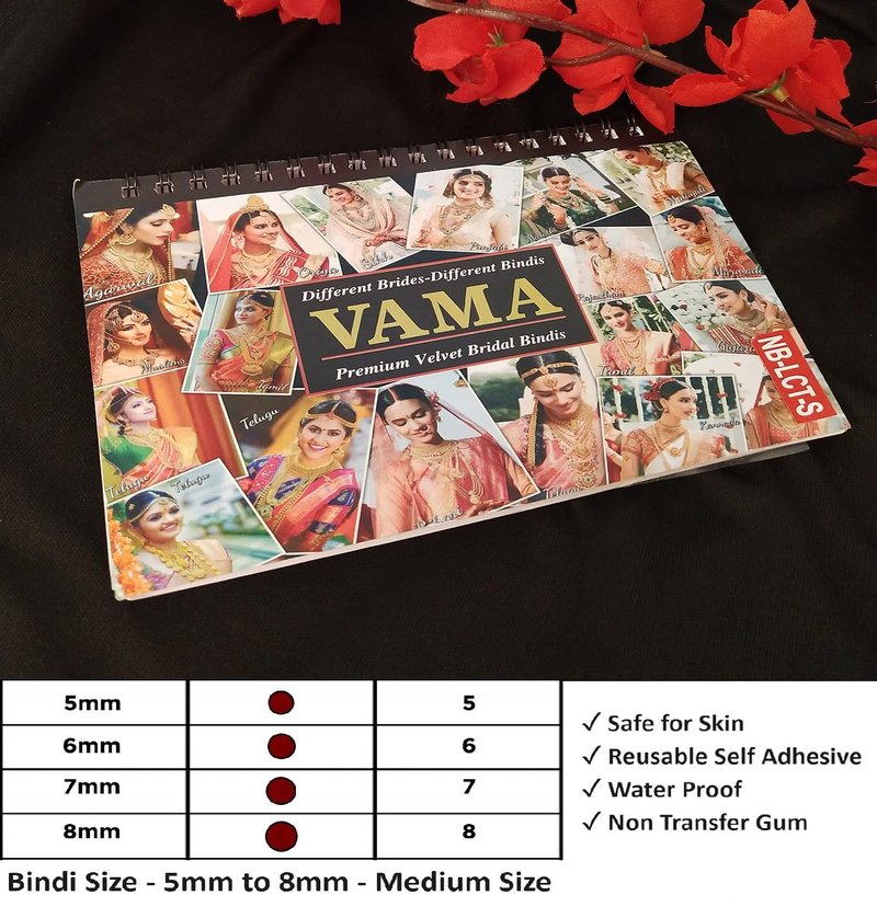VAMA Premium Velvet Multicolor Forehead Stickers Bindiya Bindis Bollywood Bindi Booklet for Women (Pack of 948 - Bindi Book)