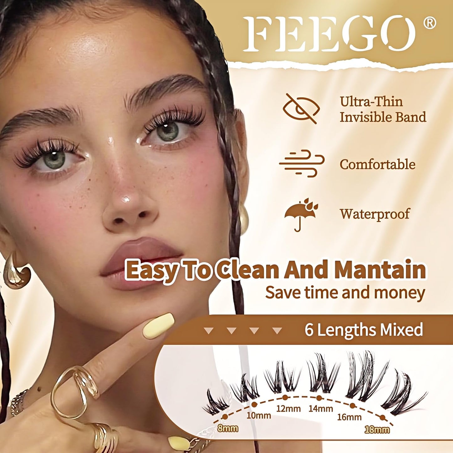 FEEGO Natural Lash Extension Kit 168Pcs Lash Clusters Kit Wispy Eyelash Extensions Individual Lashes Extensions with Bond and Seal Lash Glue and Eyelash Extension Tweezers DIY (MAGIC GIRL KIT - B)
