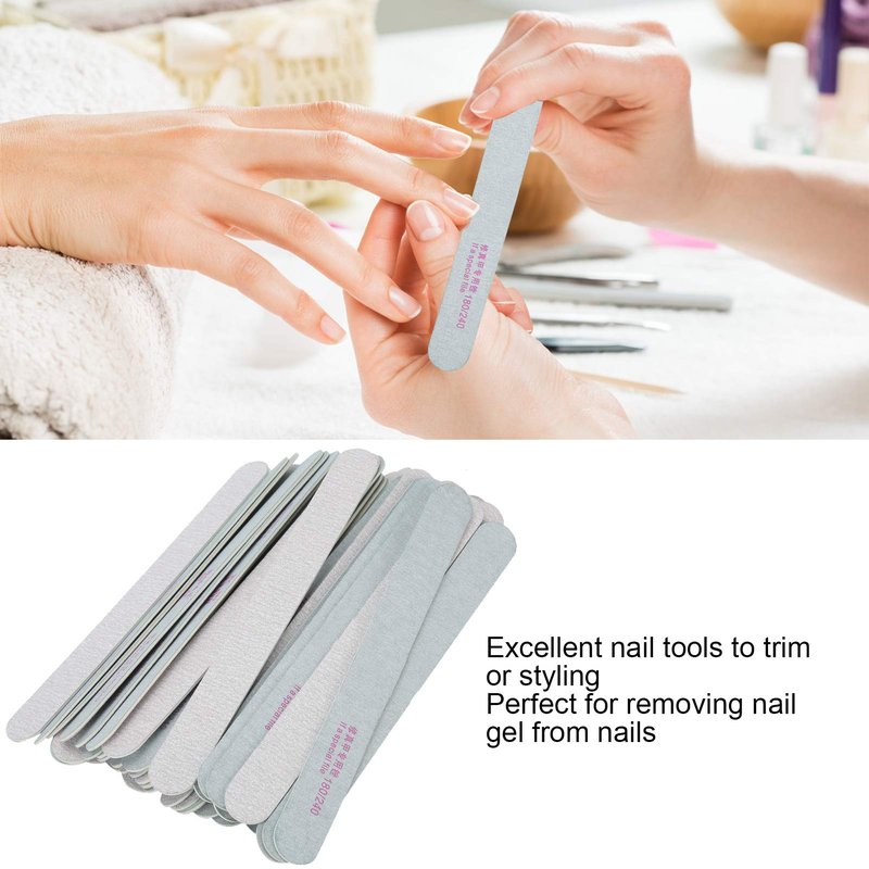 50Pcs Nail Files - 180/240 Grit Nail Art Buffering Files Double Sided Fingernail Files Professional Emery Boards Nail Care Files Manicure Pedicure Tools for Acrylic Artificial