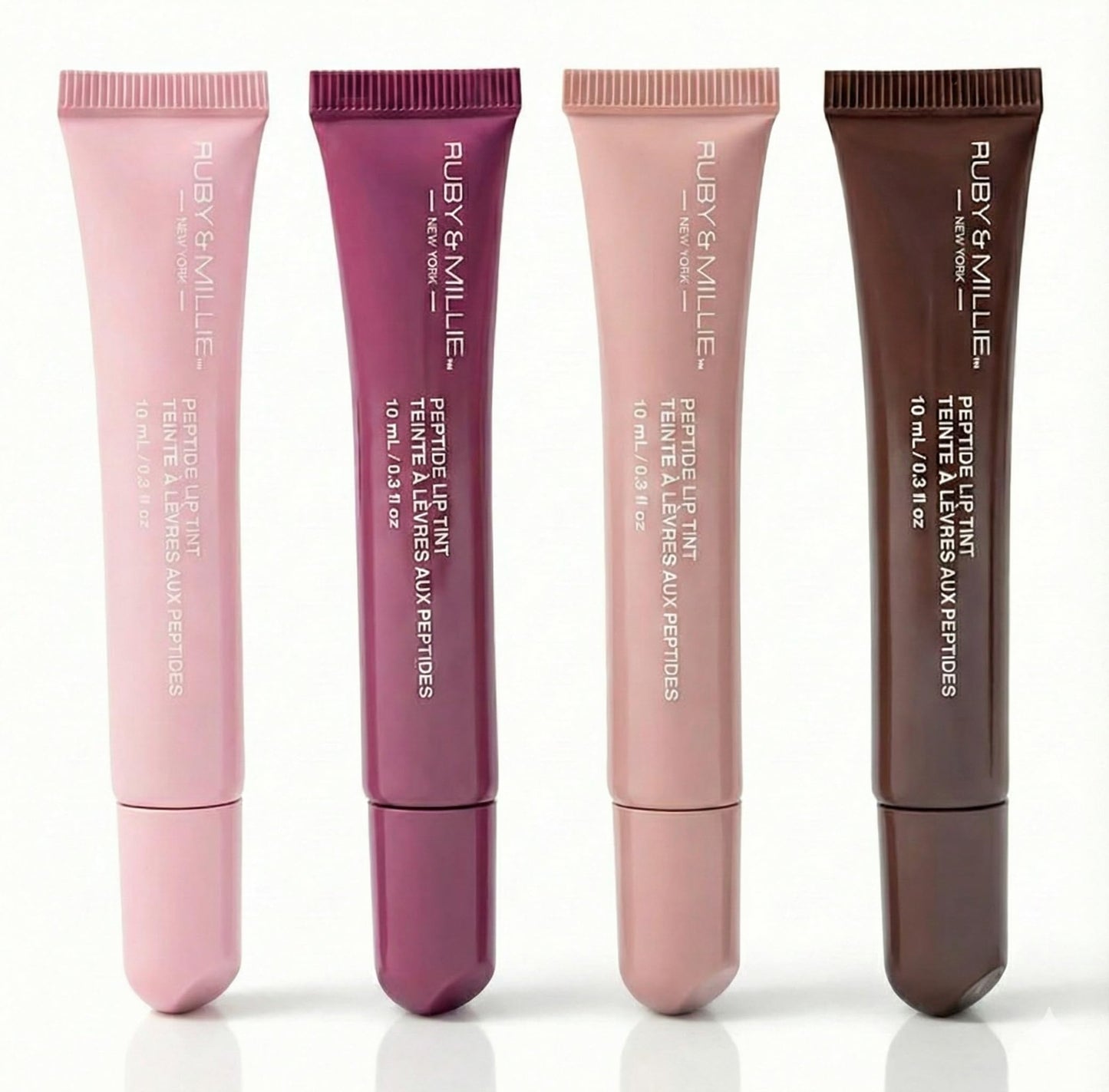 Ruby & Millie Peptide Lip Treatment, Peptide Lip Tint, Plumping Gloss, Lip Gloss, Multicolor, 0.3 Fl oz (Pack of 4)