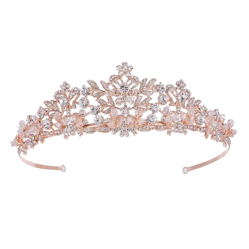 Rose Gold Wedding Tiara for Women - Rhinestone Pageant Crown | Elegant Headband for Brides & Girls