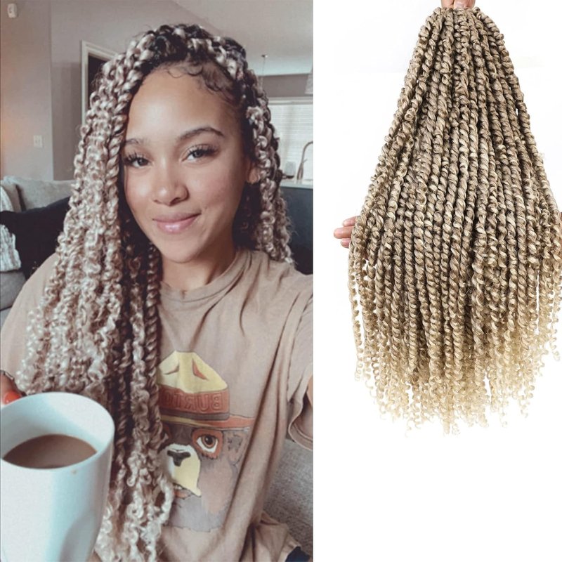 Passion Twist Hair - 18 Inch Ombre Blonde Pre-Twisted Crochet Hair for Black Women | 7 Packs 27/613