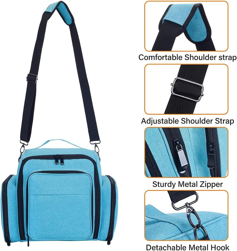 Nail Polish Organizer Case - Portable Travel Storage for 60 Bottles | Includes 2 Detachable Bags, Lake Green