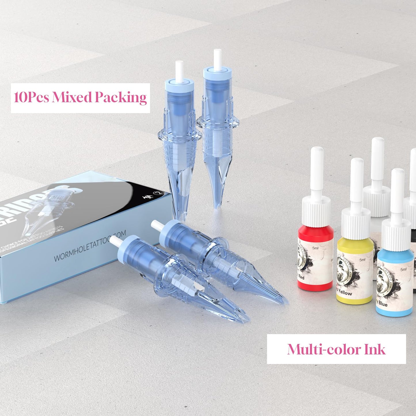 1800mAh Battery Wormhole Tattoo Gun Kit, Wireless Tattoo Kit, Aluminum Alloy Tattoo Machine Adjustable Tattoo Pen Rotary Gun Kit, Complete Professional Tattoo Kit with Cartridge Needles for Artists