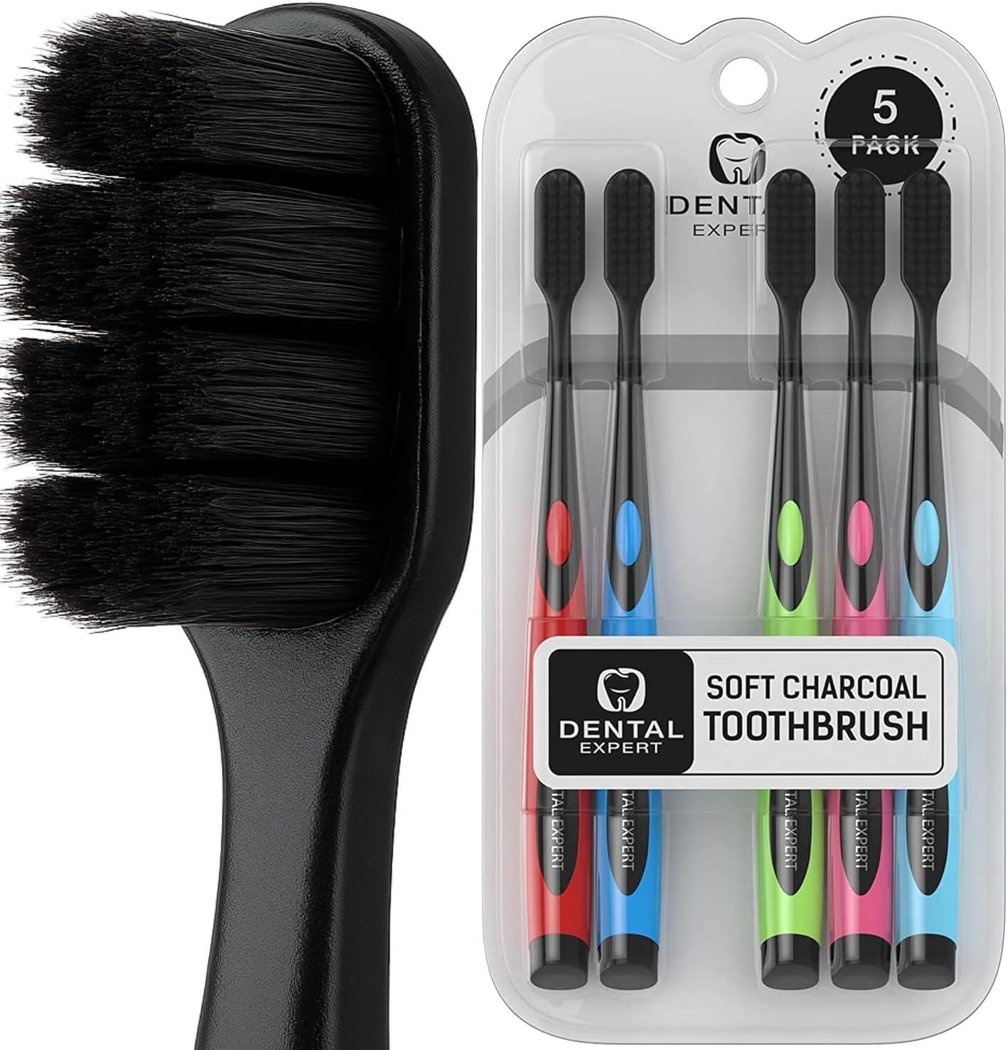 Soft Toothbrushes for Adults - Black Charcoal Toothbrush Ultra Soft for Sensitive Gums - Teeth Whitening Brush for Adults & Children [Extra Family Pack] Super Soft Tip Bristles