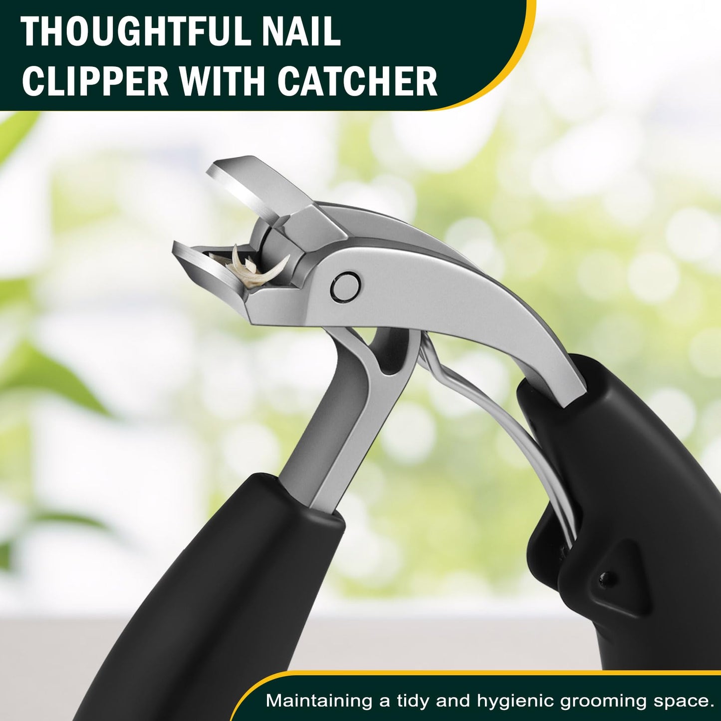 FVION Innovative Angled Head Toenail Clippers, Professional Ingrown Toe Nail Clippers for Thick Nails Seniors, Slanted Nail Clippers with Catcher, Pedicure Toenail Cutters Toenail Scissors