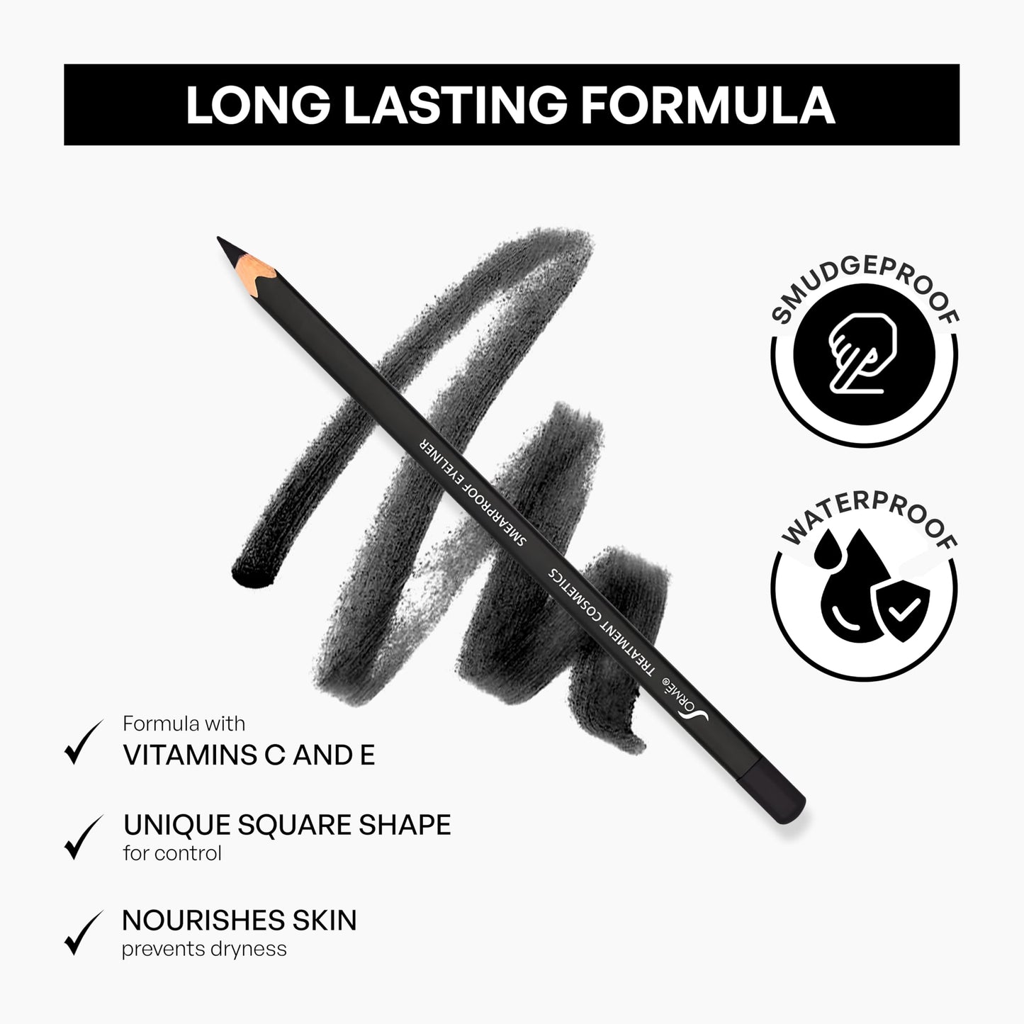 Sorme Treatment Cosmetics Smearproof Eyeliner 0.16oz | Long Lasting Waterproof Eyeliner Pencil | Smudge-Proof Waterline Eyeliner | Cruelty-Free and Gentle Pencil Eyeliner