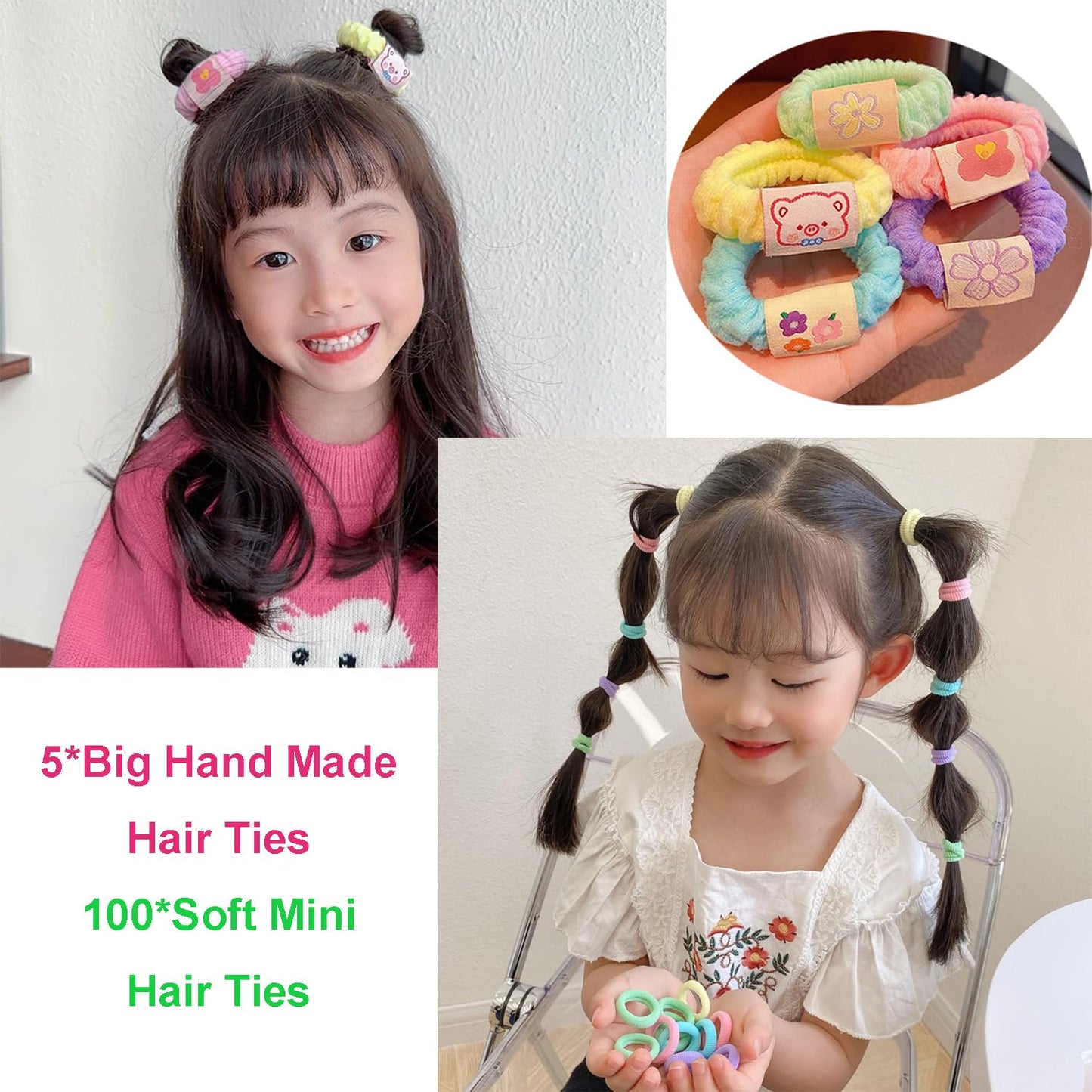 Qopoto Hair Accessories Kits for Girls, Hair Set for Girls Including Gift Box/Hair Clips/Hair Barrettes/Hair Ties/Hair Bows, Little Girls Teen Girl Birthday Gifts Age 4-15 (Pink with Case)