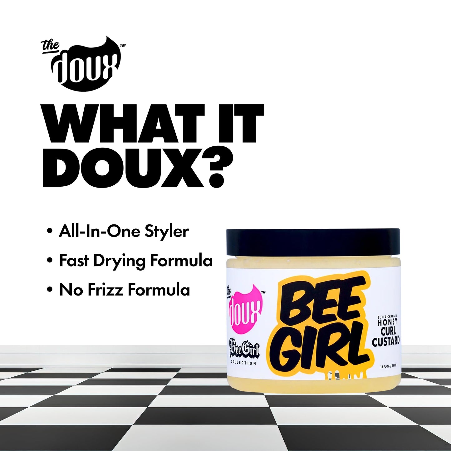 The Doux Bee Girl Honey Curl Custard - Curl Defining Cream With Aloe, Keratin and Silk Amino Acids
