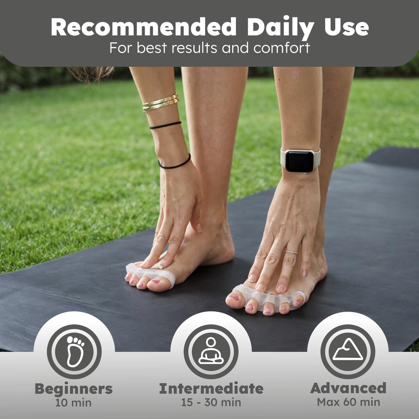 Awesome Toes Spacers & Separators Kit – Fast Relief for Hammertoe & Bunions | Includes Toe Stretch Band, Individual Toe Spacers & Full Toe Spacers for Walking, Running, & Yoga Practice | Large