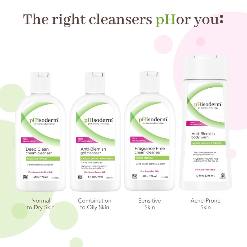 pHisoderm Fragrance Free Cream Face Cleanser With Aloe and Oats to Soothe & Calm, Non-foaming pH Balanced Sensitive Skin Face Wash, 6 Fl Oz (3 x 6 fl oz)