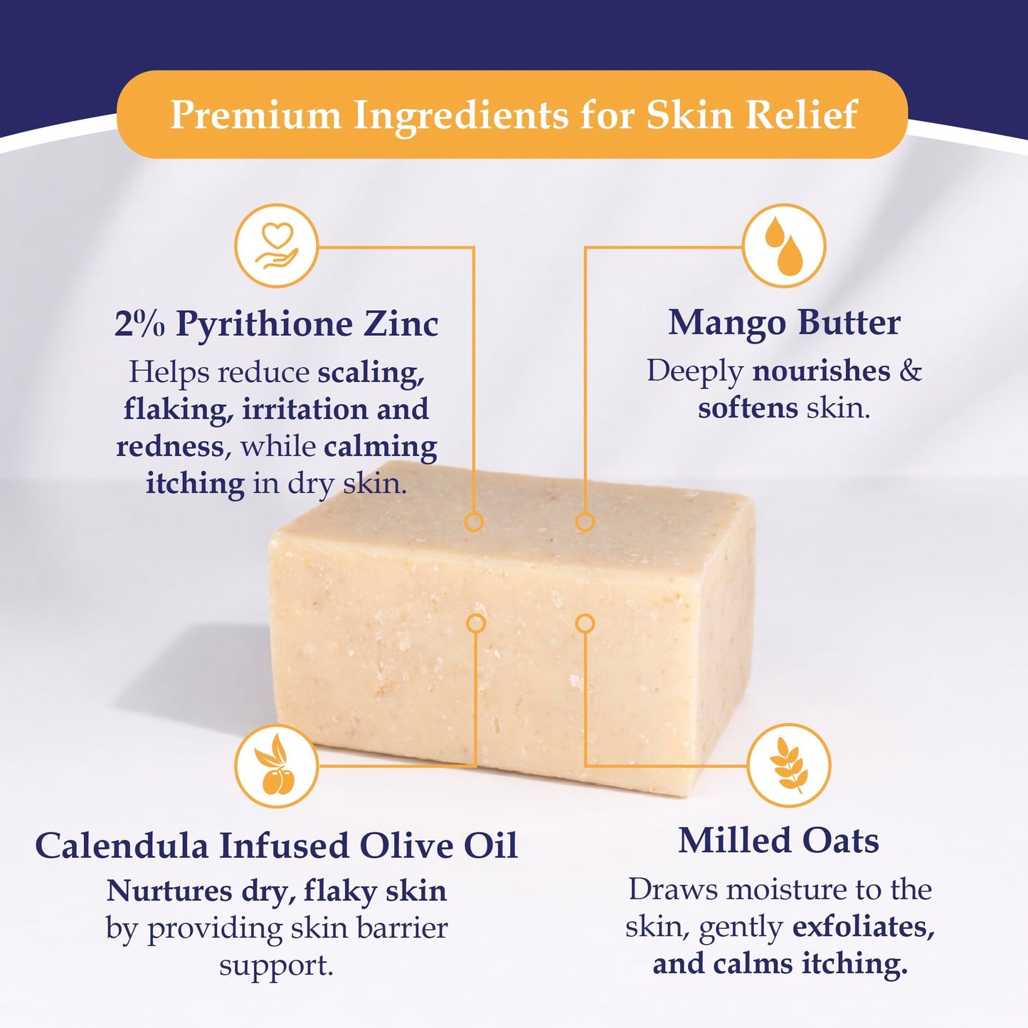Noble Formula 2% Pyrithione Zinc Bar Soap for Flaky, Itchy Skin, 3 Bars