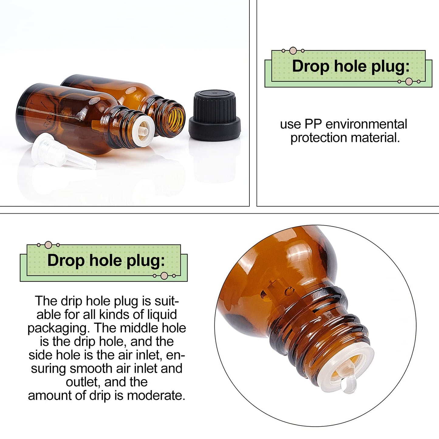 BENECREAT 24 Pack 15ml Brown Glass Essential Oil Bottles Refillable Container Kits with Plastic Droppers, Funnel Hoppers and Sticker for Aromatherapy Fragrance Cosmetic Oil