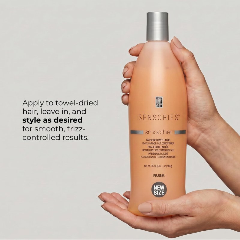RUSK Sensories Smoother Passionflower and Aloe Leave-In Smoothing Conditioner, Provides Shine, and Body, 35 oz