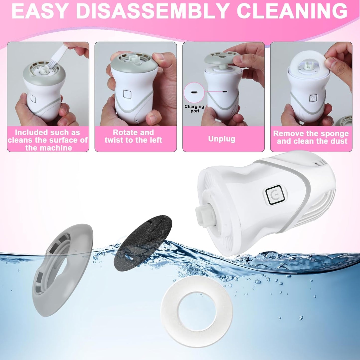 Electric Foot Callus Remover - Rechargeable Pedicure Tool with 2 Speeds & 6 Grinding Heads | Portable Foot File for Cracked Heels