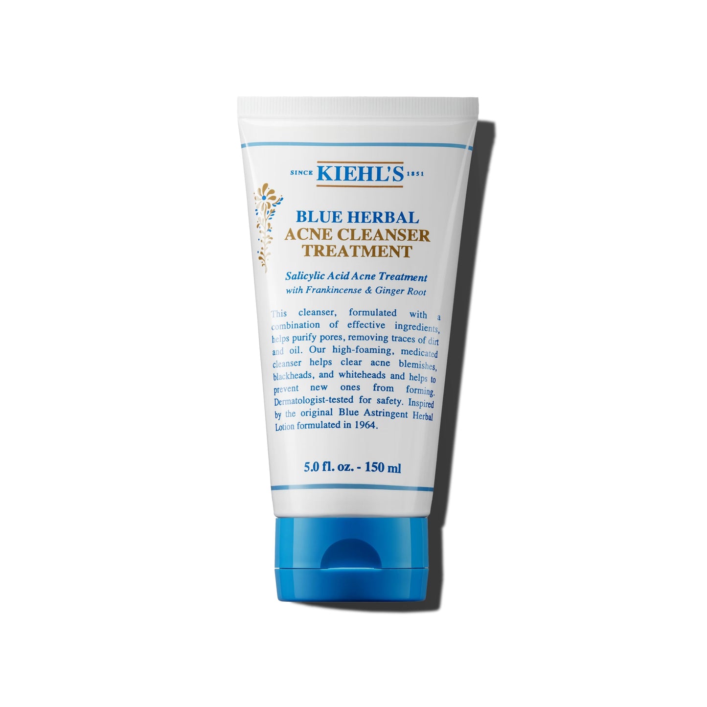 Kiehl's Blue Herbal Acne Cleanser Treatment with Salicylic Acid, Foaming Face Wash for Oily & Acne-prone Skin, Helps Clear Blackheads & Whiteheads, Removes Oil, Paraben-free, Fragrance-free - 5 fl oz