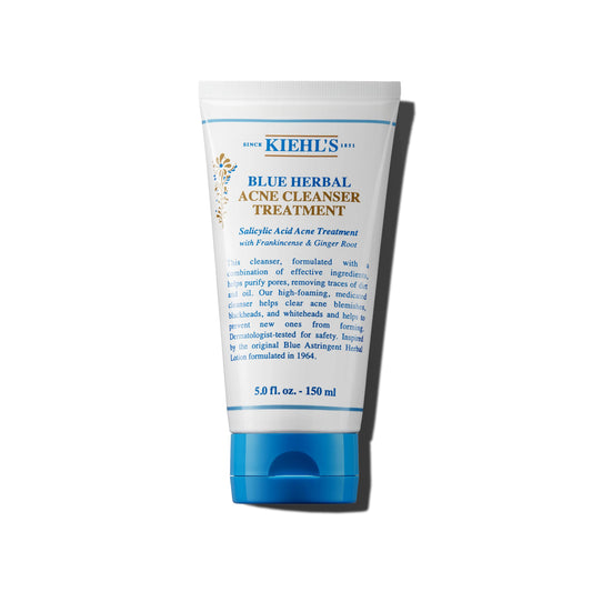 Kiehl's Blue Herbal Acne Cleanser Treatment with Salicylic Acid, Foaming Face Wash for Oily & Acne-prone Skin, Helps Clear Blackheads & Whiteheads, Removes Oil, Paraben-free, Fragrance-free - 5 fl oz