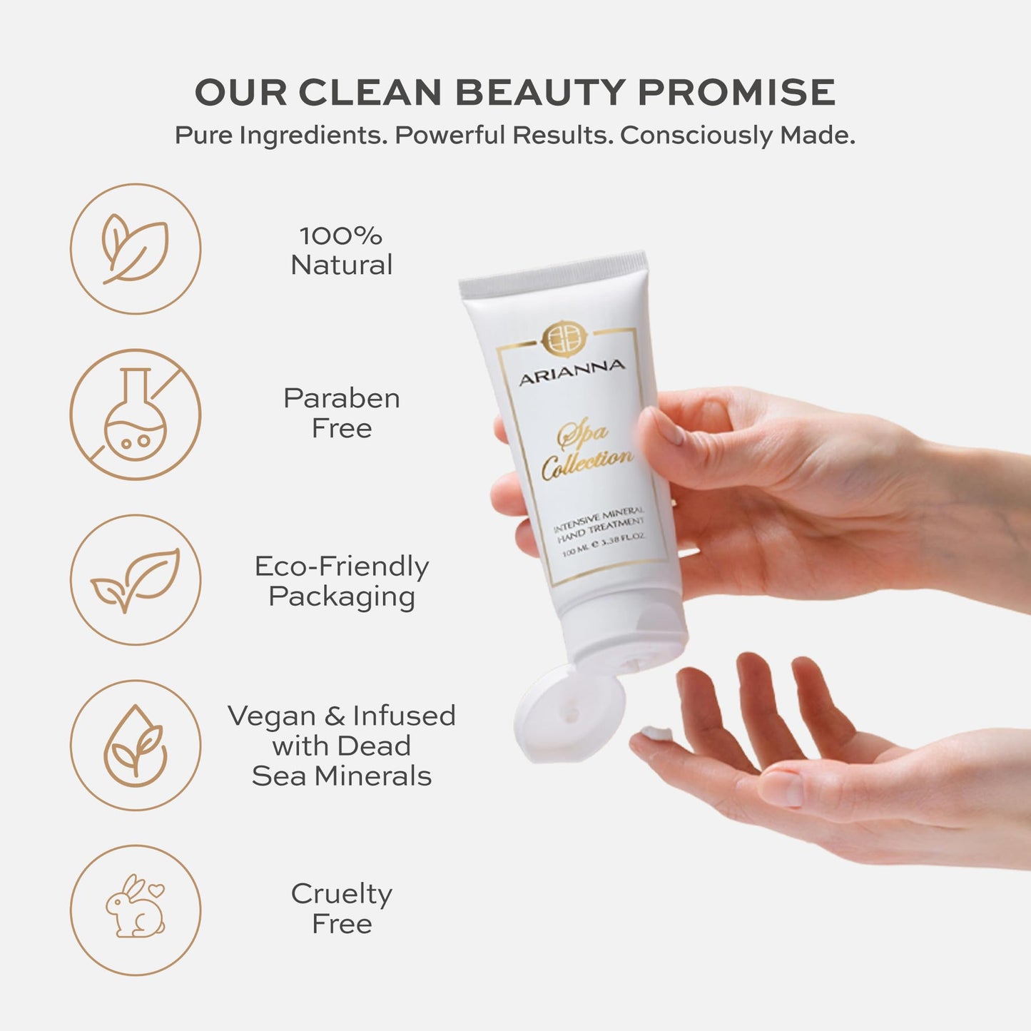 Arianna Skincare Intensive Mineral Hand Treatment Natural Vegan Cream Dead Sea Water Minerals Hand Moisturizer For Smooths Rough Irritated and Dry Skin