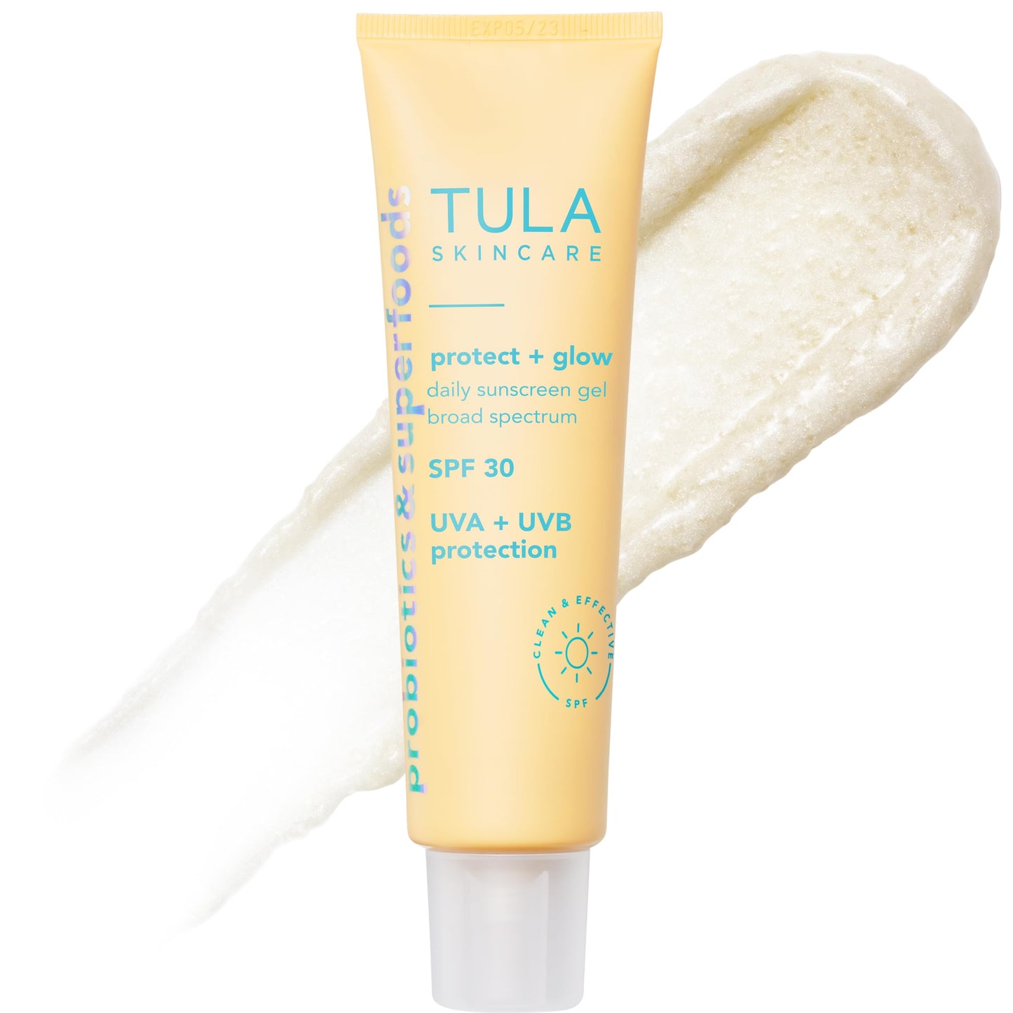 TULA Skin Care Protect + Glow Daily Sunscreen Gel Broad Spectrum SPF 30, Supersize, 3.38 oz + Cult Classic Purifying Face Cleanser Travel Size 1 oz, 2 Piece Set