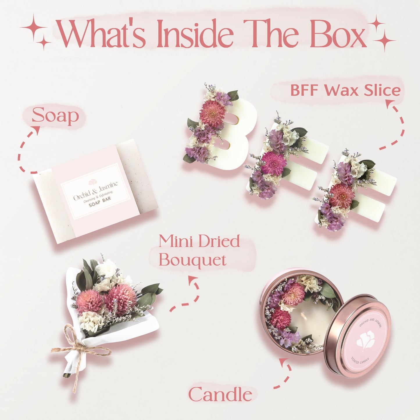 LaurGifts Best Friend Gift Box for Women – Luxury BFF Birthday, Thoughtful Friendship Present for Bestie, Soul Sister or Bridesmaid – Ready to Gift Orchid & Jasmine Keepsake