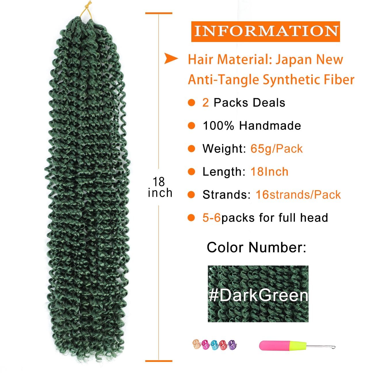 Passion Twist Hair 24 Inch 7 Packs Black Water Wave Crochet Hair for Passion Twists Long Bohemian Braiding Protective Style Hair Extensions, Tangle Free, No odor, Skin Friendly (24 Inch 7 Packs,1B#)