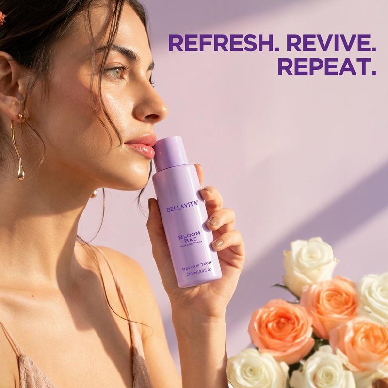 Bellavita Luxury Bloom Bae Hair & Body Mist for Women | Sweet Floral Body Spray | Long-Lasting Hair and Body Mist | Hydrating, Alcohol-Free Perfume Mist | 8.12 fl.oz | 240 ml