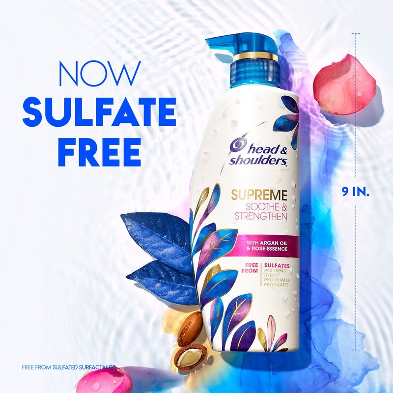 Head & Shoulders Supreme Anti-Dandruff Shampoo and Conditioner Set, 1% Pyrithione Zinc, Sulfate-Free, Argan Oil and Rose Essence, for Dry Scalp and Dandruff, 21.2 fl oz