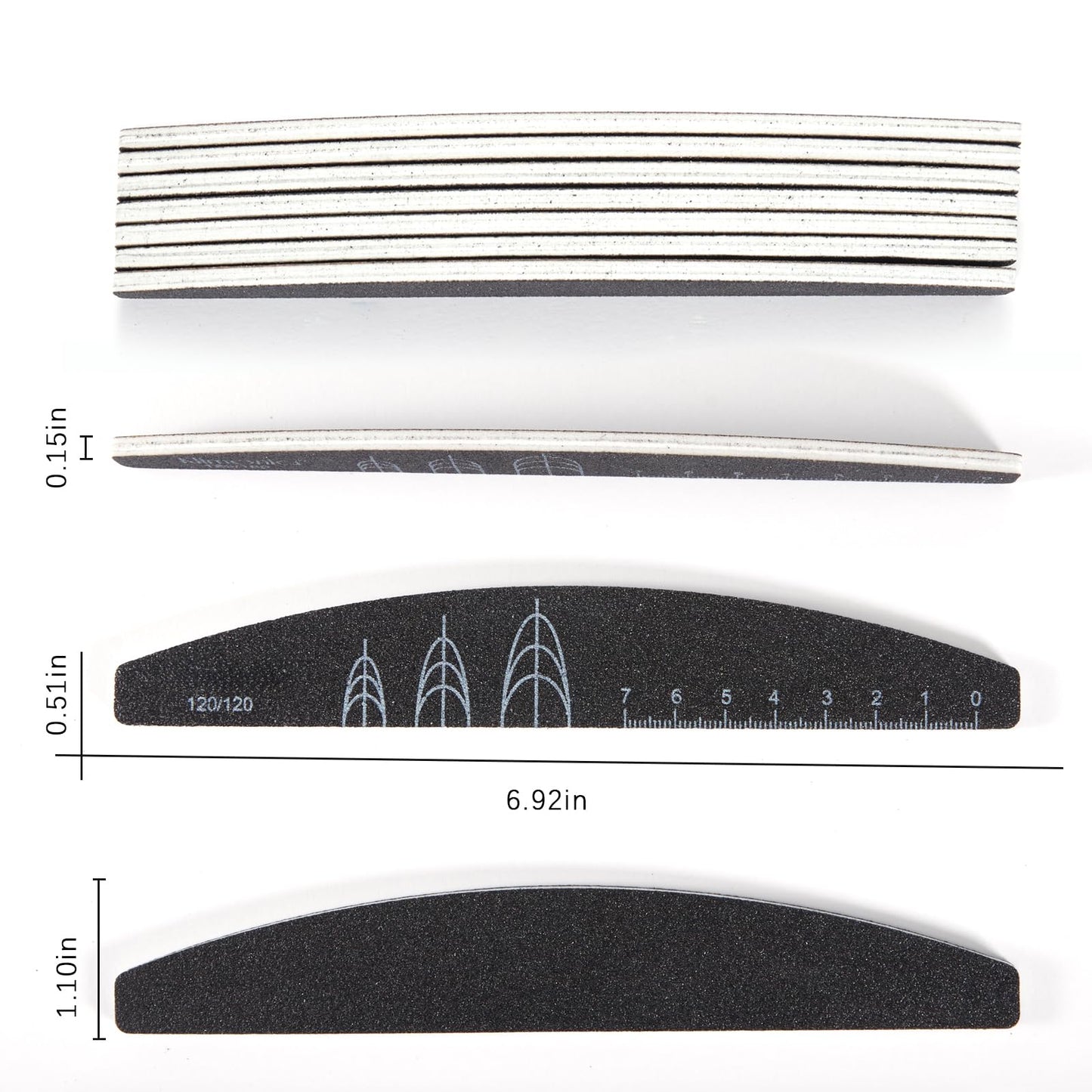 XEAOHESY 9 Pieces 120/120, 120/180, and 180/180 Grit Both Sides Nail Files with Reference Graphic for Nail Shape（Square, Almond, Oval）, Nail Files for Natural Nails