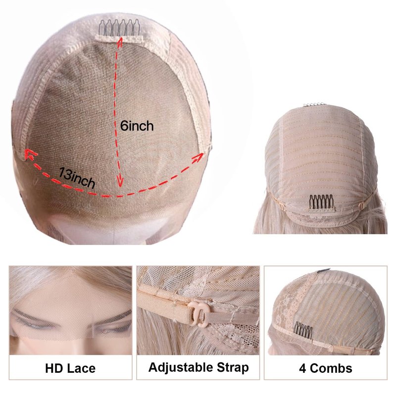 FUHSI 13×6 Dark Brown Wigs Synthetic Hair Real Natural Wig For Women – Soft & Smooth, Tangle-Free Straight Lace Front Wig,Elastic Straps, For Perfect Fit 250D 22"