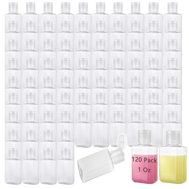 QTLCOHD 120 Pack 2 Oz Travel Bottles with Flip Caps, Plastic Empty Hand Sanitizer Bottles for Lotion, Portable Refillable Mini Hand Sanitizer Bottle Bulk Reusable Container for Shampoo Body Soap Toner