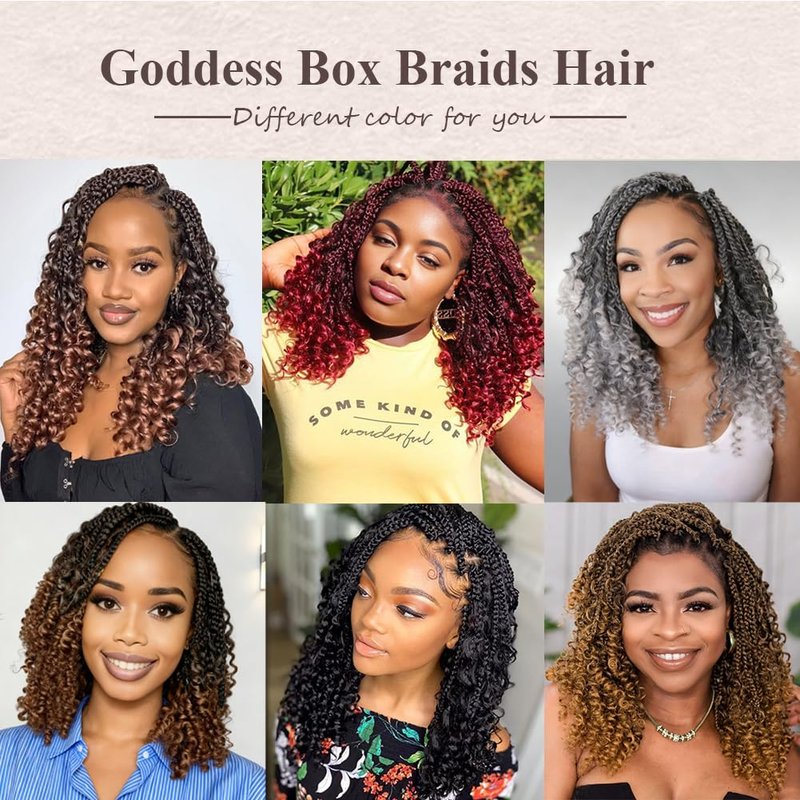 Goddess Box Braids Crochet Hair 10 Inch Bohemian Box Braids Crochet Hair with Curly Ends Boho 3X Synthetic Crochet Braiding Hair for Women (8 pack, 1b/gray#)