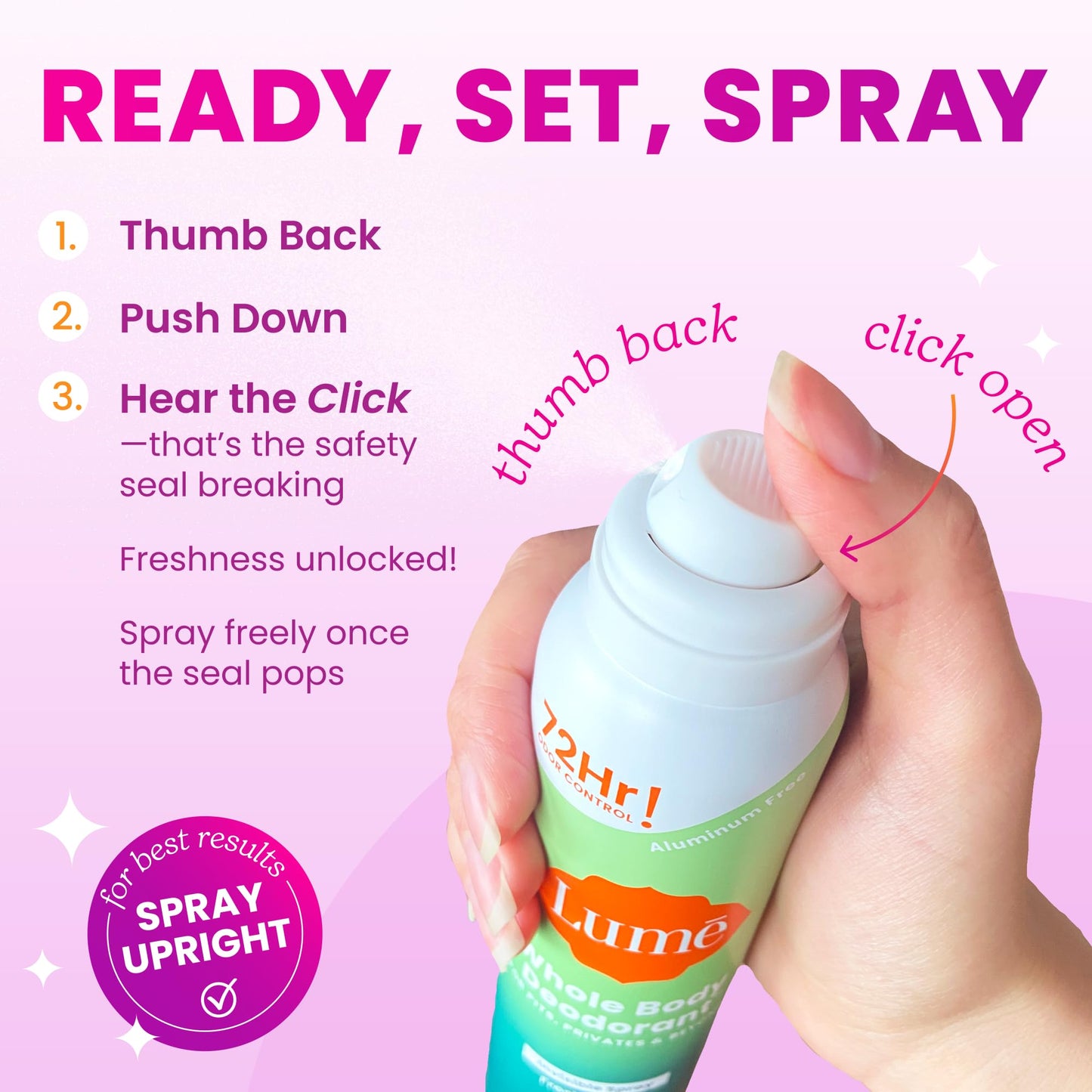 Lume Invisible Spray Deodorant For Women Two Pack - Full Size & Mini Whole Body Deodorant Spray - 72 Hr Odor Control - Aluminum & Baking Soda Free - 2 Piece Bundle - 3.6 oz & 1.0 oz (Clean Tangerine)