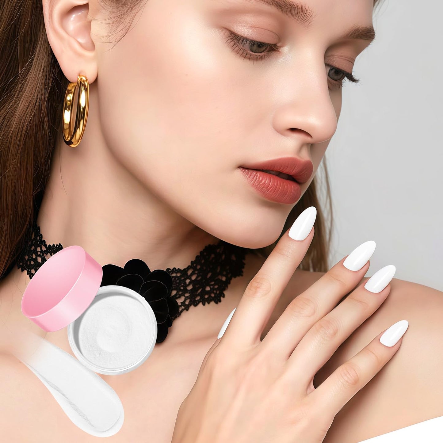 AZUREBEAUTY Pro 60g Dip Powder White Color Large Capacity, Basic Dipping Powder Crystal French Nail Art Starter Manicure Salon DIY at Home, Large Capacity Upgrade, Long-Lasting, No Nail Lamp Needed