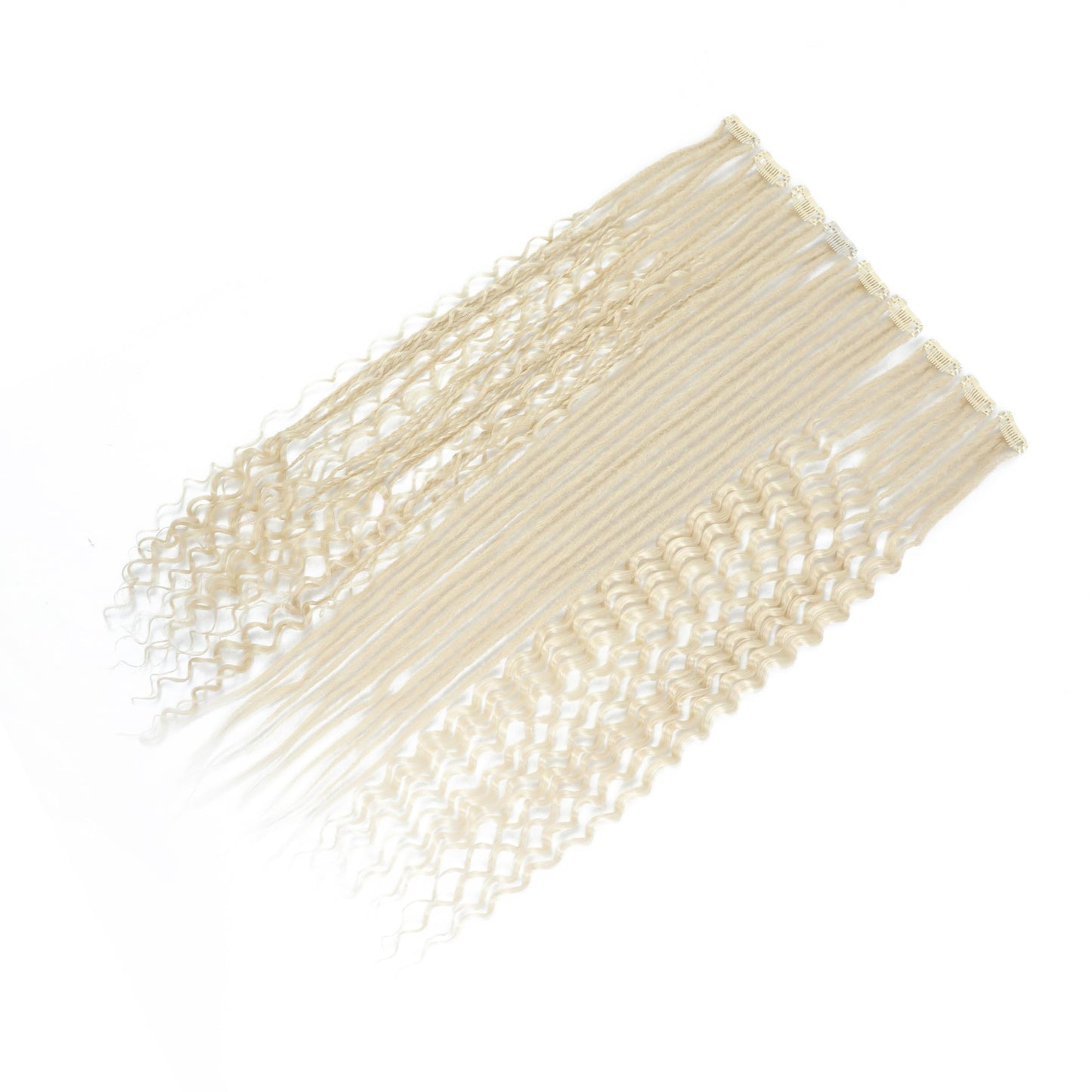 Aguacor 24inches 9PCS Clip in Dreadlock Extension Sets,36 Strands 3 Styles in 1 Mixed Straight Wavy Boho Thin Soft Clip in Dreads Extension Sets for Women (1B#,9 Clips)
