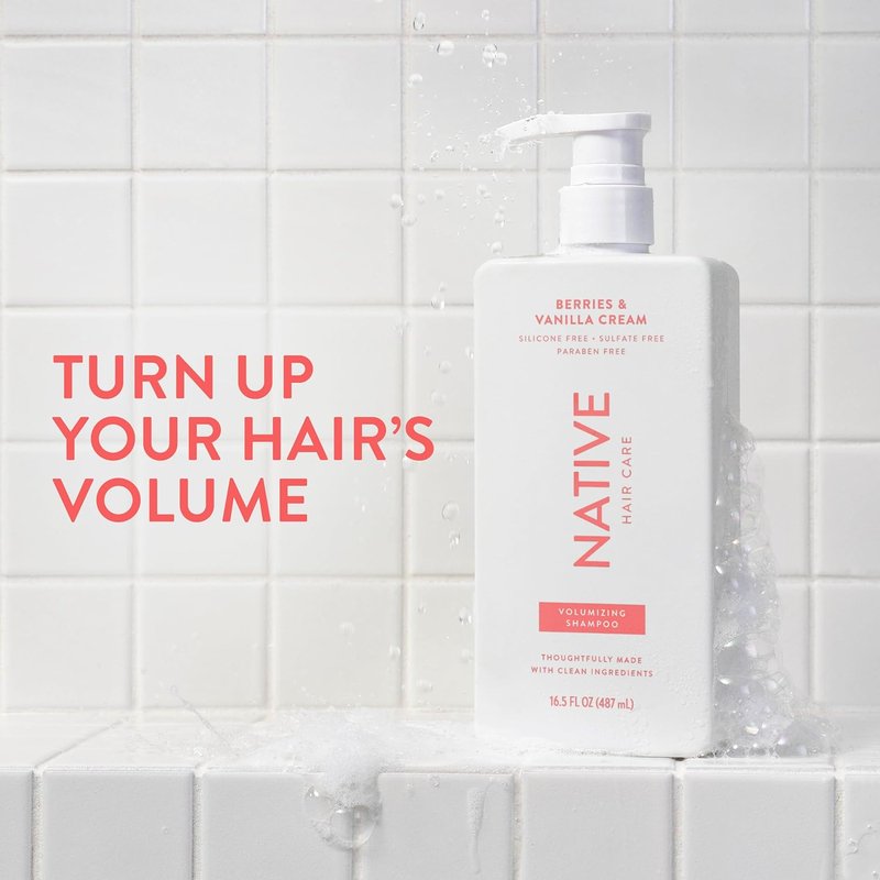 Native Volumizing Shampoo - Berries & Vanilla Cream | 16.5 fl Oz for Fuller Hair