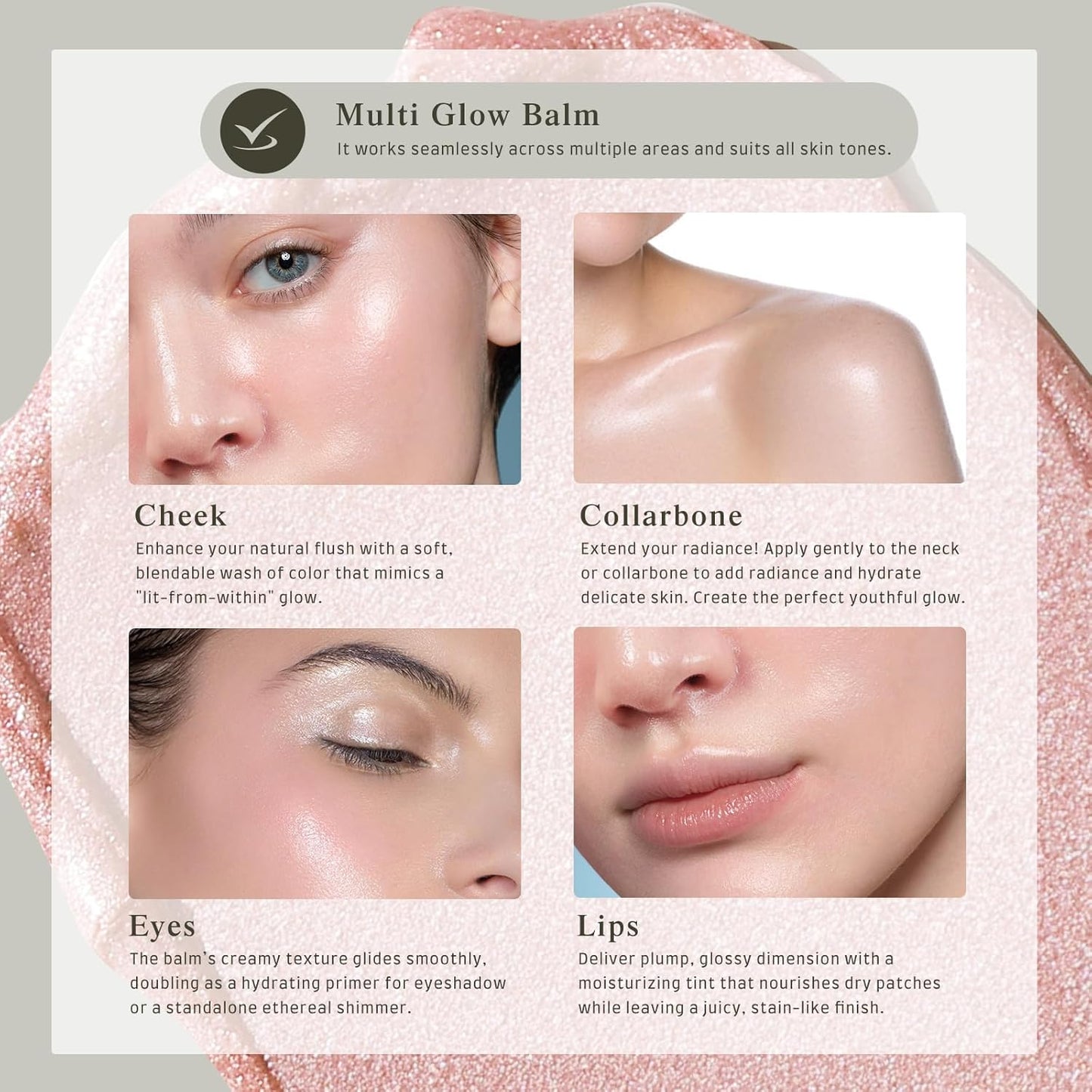 Multi Glow Balm - Cream Blush for Cheeks | Hydrating, Lightweight & Blendable Color, 0.63 Oz