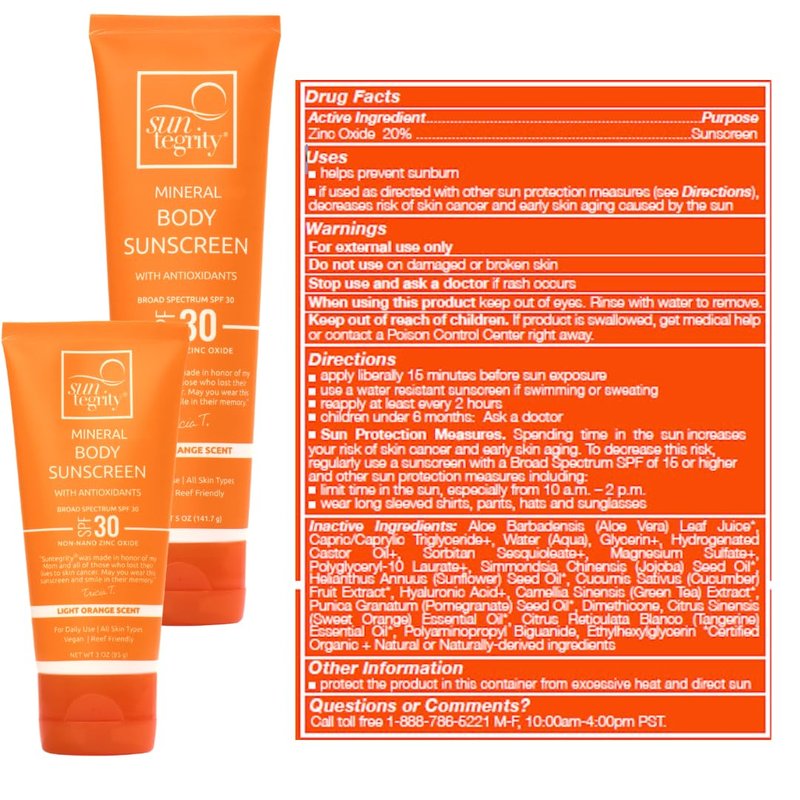 Suntegrity Mineral Sunscreen - Broad Spectrum SPF 30 for Body | 3 oz