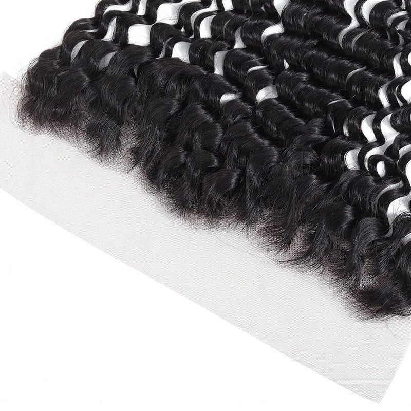 13x4 Ear To Ear Deep Wave Lace Closure 13x4 Deep Wave Lace Frontal Human Hair 180% Density Natural (13x4 Deep Wave, 16 Inch)