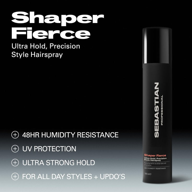 Sebastian Professional Shaper Fierce Hairspray | Strong, Ultra-Firm, All Day Hold | 10.6 oz | Packaging May Vary