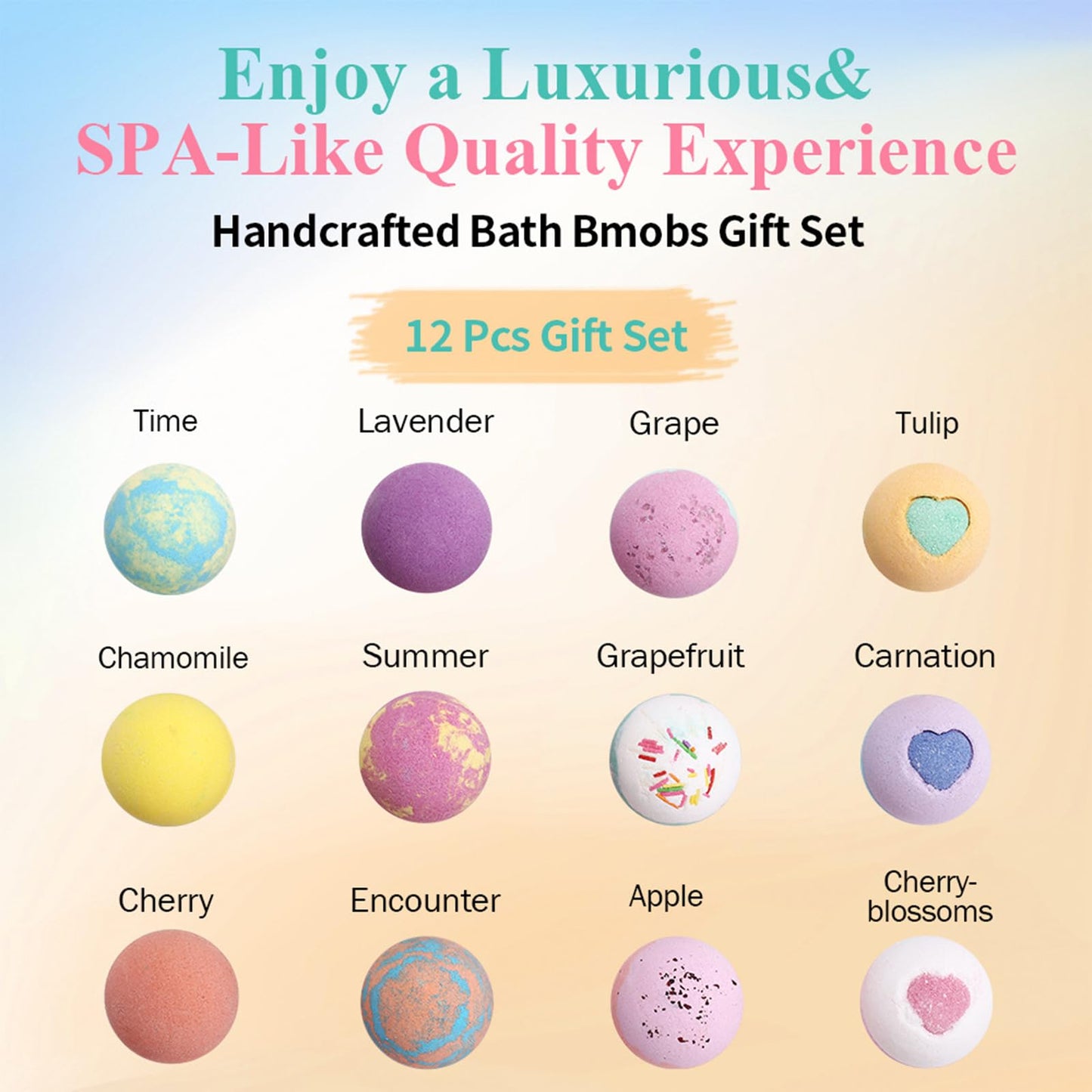 RoseFlower Bath Bombs Gift Set, 12pcs Colorful Bath Bombs, Handmade & Plant Essence, Plant Essential Oil Extraction, Home Bath to Moisturize Skin, Perfect SPA Gift for Women