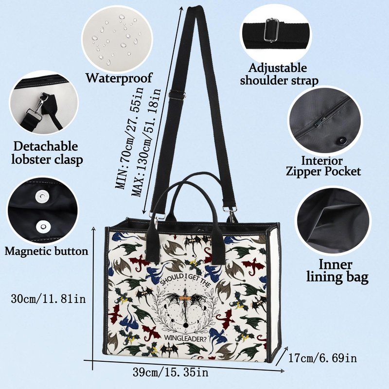 BWWKTOP 4Wings Dragon Makeup Bag Fantasy Bookish Gift Iron Flame Dragon Rider Zipper Pouch Bag Riders Quadrant Gift (GET THE WINGLEADER BG)