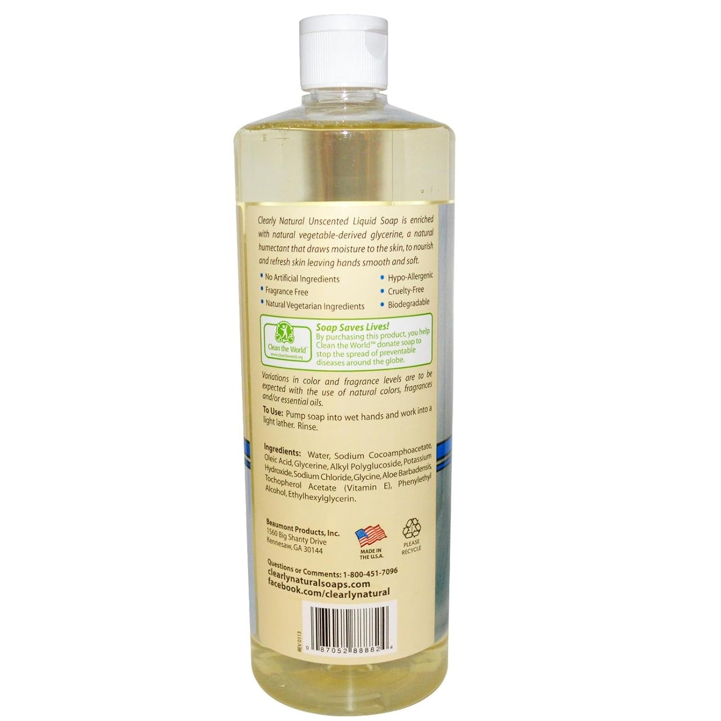 Natural Unscented Liquid Hand Soap Refill - 32 oz | Gentle & Eco-Friendly