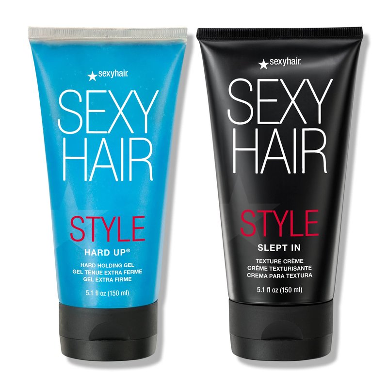 SexyHair Hard Up & Slept In - Hard Holding Gel & Texture Crème Bundle, 5.1 oz