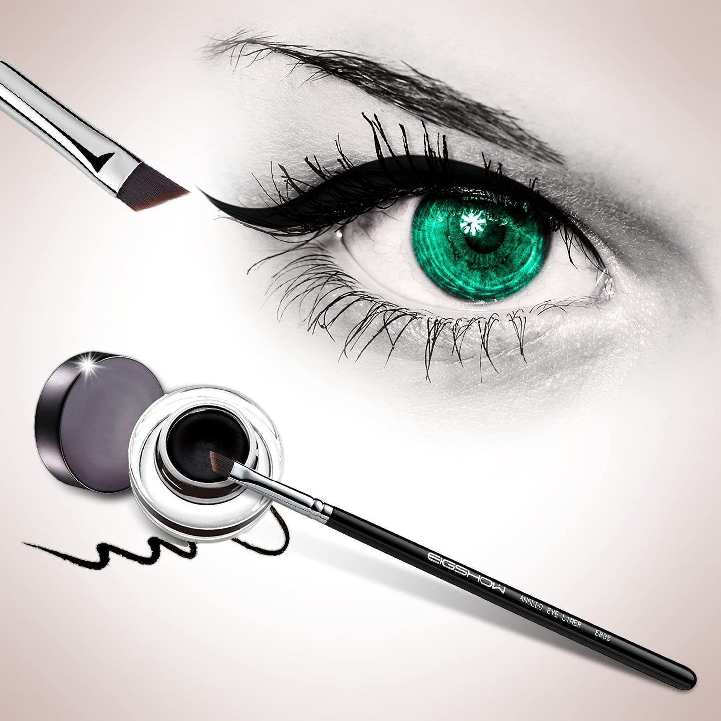 Eyeliner Brush Fine Angled - PRO Precision Gel Eye Liner Makeup Brush -Ultra Thin Slanted Flat Angle - Premium Cruelty Free Synthetic Bristles (E835)
