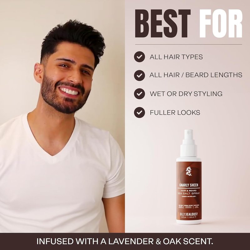Billy Jealousy Sea Salt Spray - Texturizing & Volumizing Hair Spray for All Hair Types | 4 oz