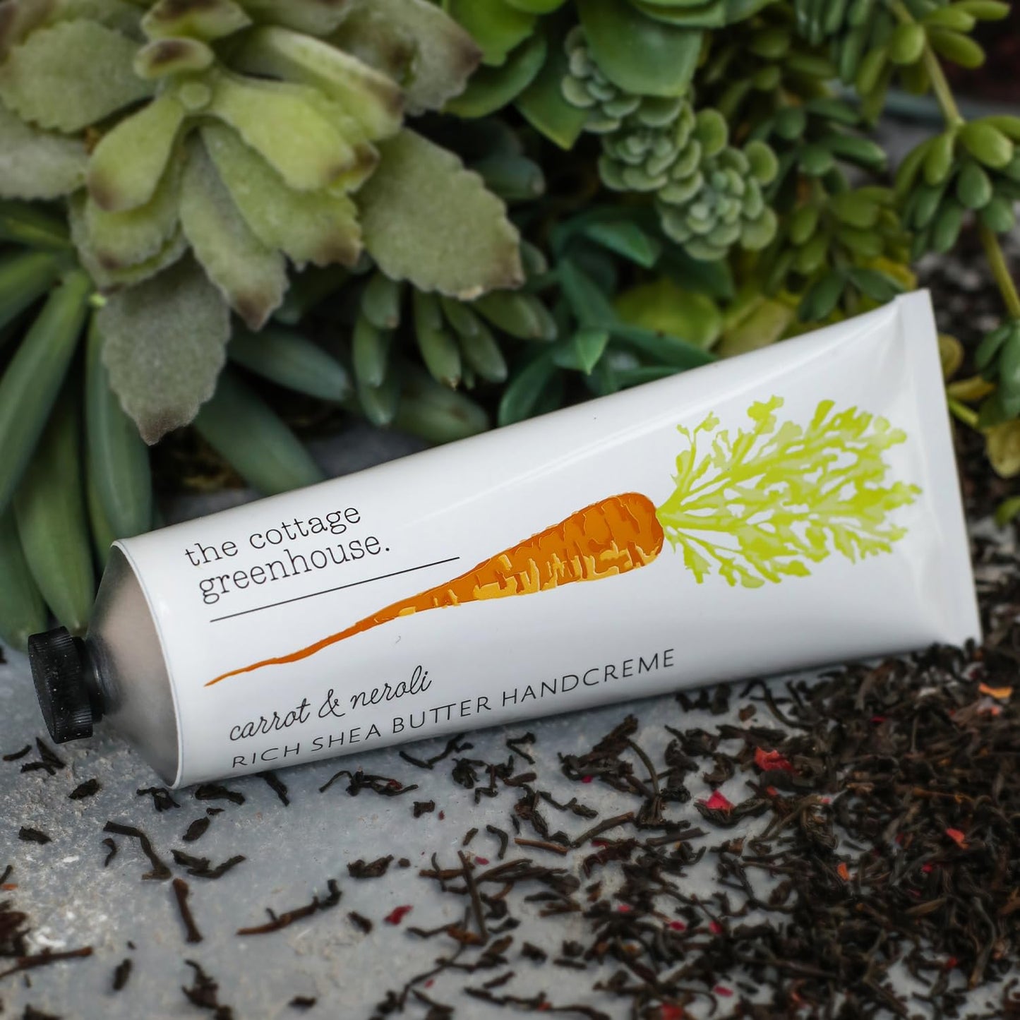 The Cottage Greenhouse Carrot & Neroli Hydrating Hand Cream, 4 oz., Luxury Moisturizing Lotion for Women for Soft Skin, Everyday Purse Essentials