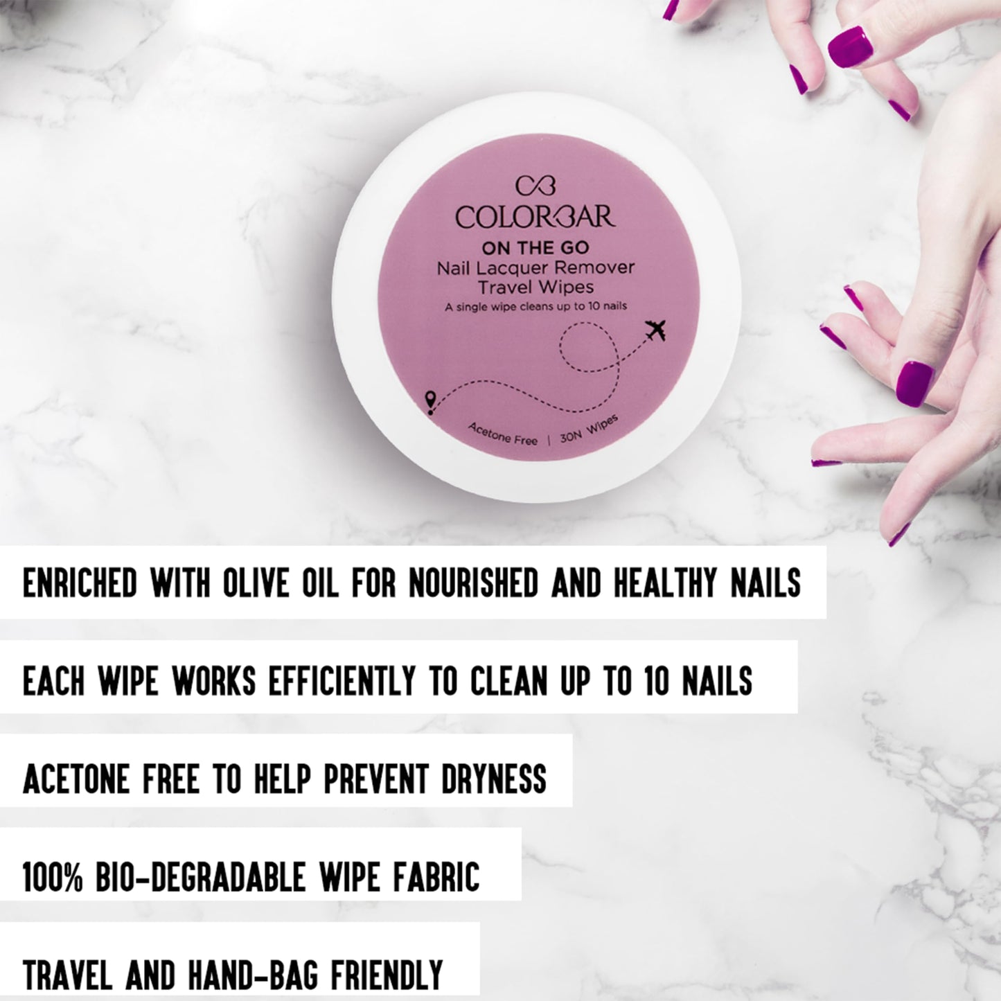 Colorbar On the Go Nail Lacquer Remover Wipes, Rainbow Bouquet, 30 Pieces | Handbag-friendly | Enriched with Olive Oil | Biodegradable.